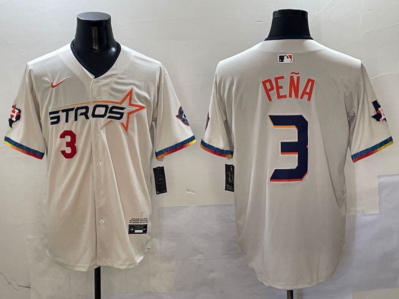 Men Houston Astros #3 Pena Cream Fourth generation Joint Name 2025 Nike MLB Jersey style 4151